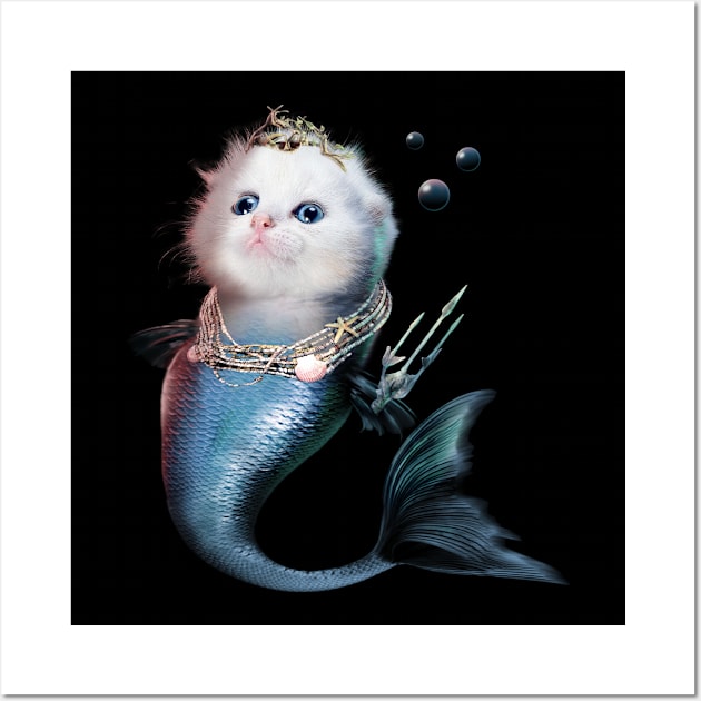 Cute Cat Mermaid Wall Art by Random Galaxy